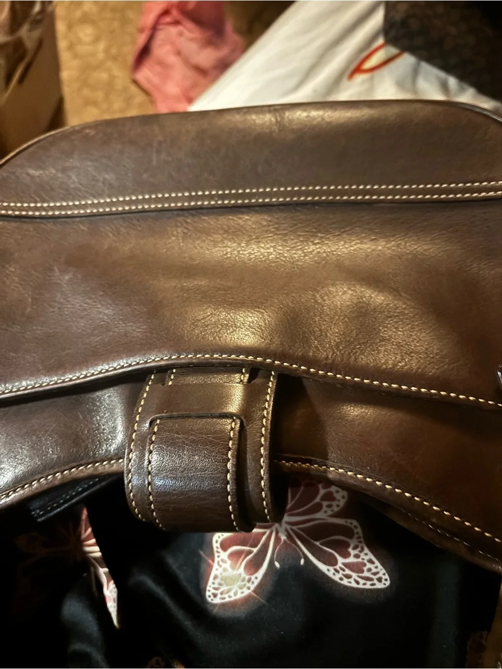 Coach  Leather unisex Shoulder Bag in Dark Brown - Classic Buckle Design 10x8